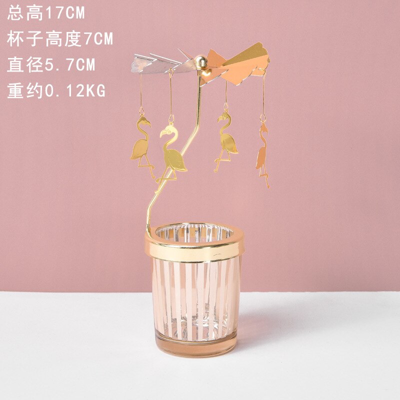 Spinning Rotating Metal Carousel Tea Light Candle Holder Lamp Christmas Candle Holder Decoration Decoration Candle: white