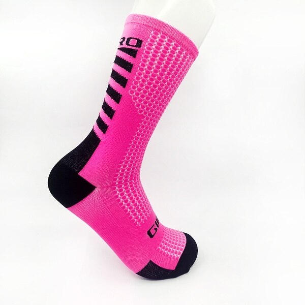 Cycling socks Men Women Coolmax Cycling Socks Breathable Basketball Running Football Socks: Pink