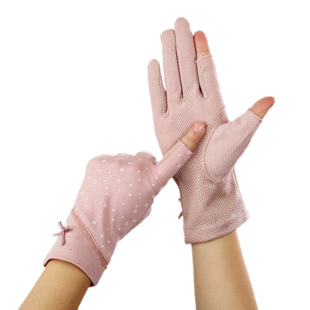 Guantes sin dedos para conducir para mujer, guantes de protección solar elásticos para verano y primavera, guantes Anti-Uv antideslizantes, mitones transpirables: Rojo