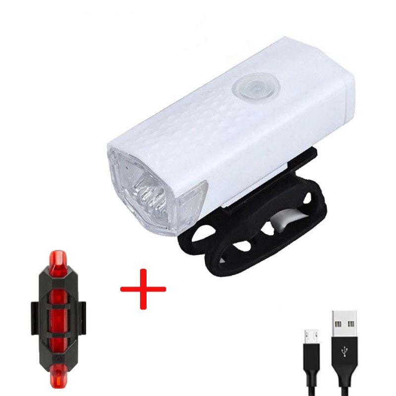 Bike Lights Rechargeable USB LED Bicycle Lights Front Headlights + Rear Taillight Bicycle Flashlight Warning Lights: Type 1