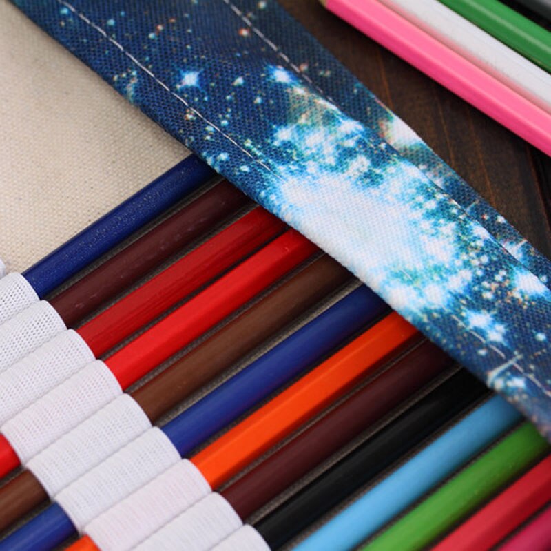 36/48/72 huller blyantpose stor kapacitet studerende lærred penalhus maling pen opbevaring kontorartikler