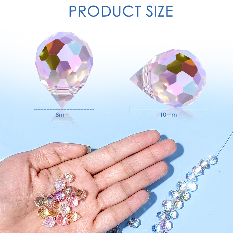 Cuentas de fresa de cristal de 10x8mm, cuentas de vidrio facetadas brillantes de Color AB para fabricación de joyería, pulseras DIY, accesorios para pendientes, 50 Uds.