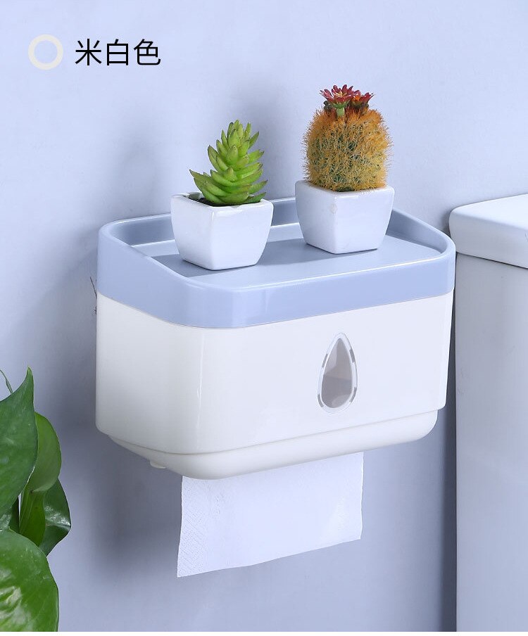 Toilet Plastic Tissue Box Household Punch-free Roll Paper Box Bathroom Wall-mounted Toilet Paper Storage Rack Kitchen Items: 4