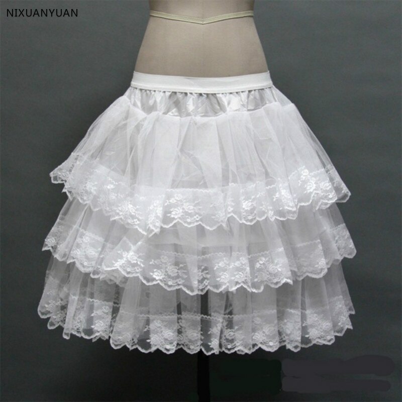 Short Petticoat with Lace Edge for Prom Wedding Dress Women A Line Underskirt Bridal Crinoline Jupon Petticoat