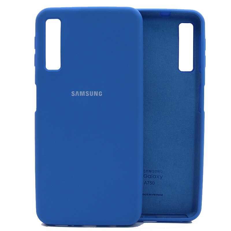 Original Samsung A7 A750 Liquid Silicone Soft Protection Back Case Soft TPU Cover For Galaxy A 7 A750F SM-A750F: Blue