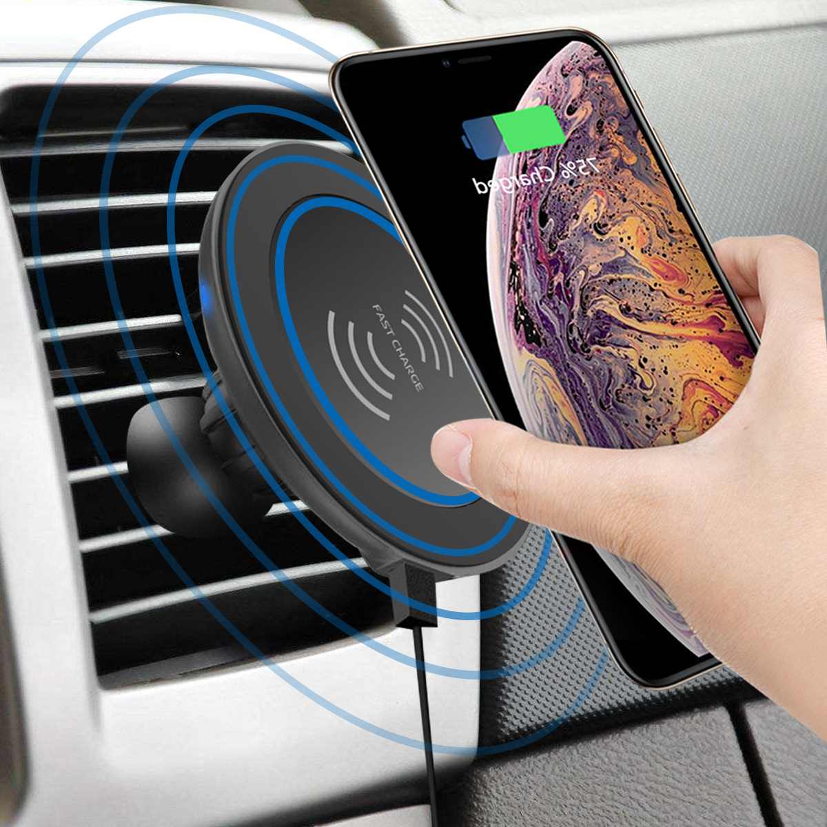 2in1 Qi sans fil voiture chargeur support monté Qi Standard 3.0 magnétique sans fil voiture évent chargeur pour Samsung pour iPhone 11 Pro