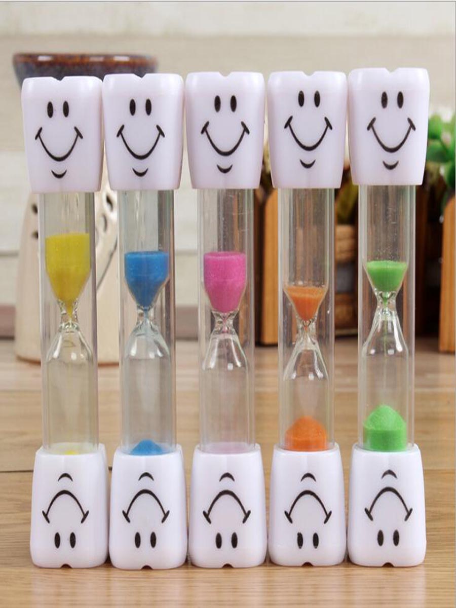 3 Minutes Smiling Face sand timer Decorative Household Items Kids Toothbrush Timer Sand Clock: five color a set