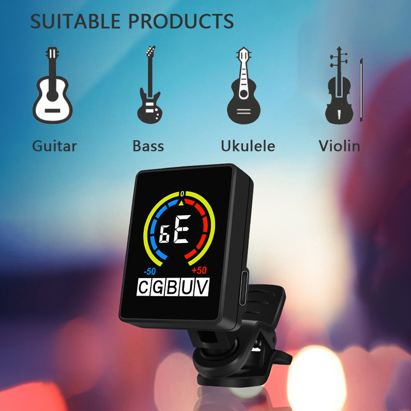 Acessórios afinador de guitarra micro cabeçote carregamento usb afinador para guitarra elétrica acústica baixo bandolim banjo ukulele