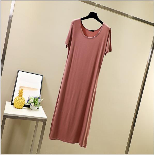 Fdfklak Zomer Night Jurk Vrouwen Nachtjapon Sleepshirts Roze/Zwart Korte Mouwen Nachtjapon Nachtjapon Katoen Nachtkleding