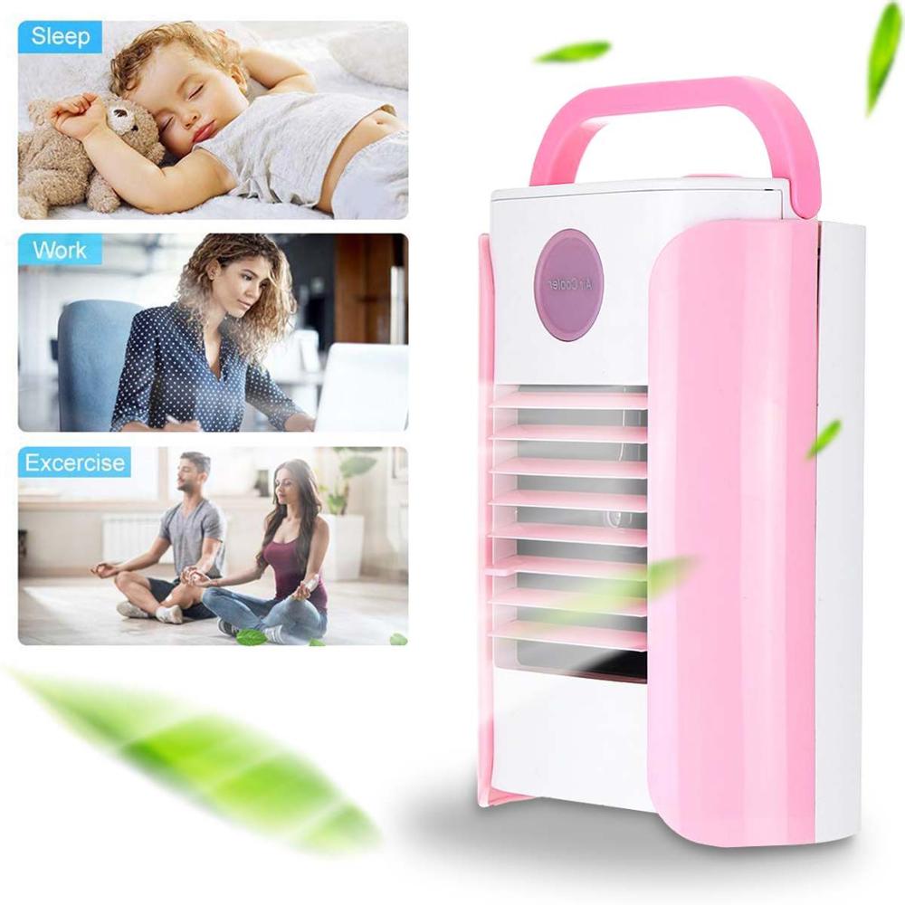 Minipöytätuuletin kannettava ilmastointilaite ilmankostutin ilmanjäähdytin tuuletin usb lataus säädettävä tuki bluetooth/radio/aux