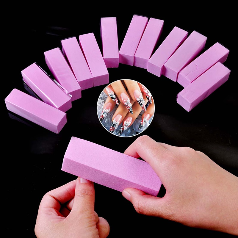 1pcs Pink Form Nail Buffers File For UV Gel White Nail File Buffer Block Polish Manicure Pedicure Sanding Nail Art Tool
