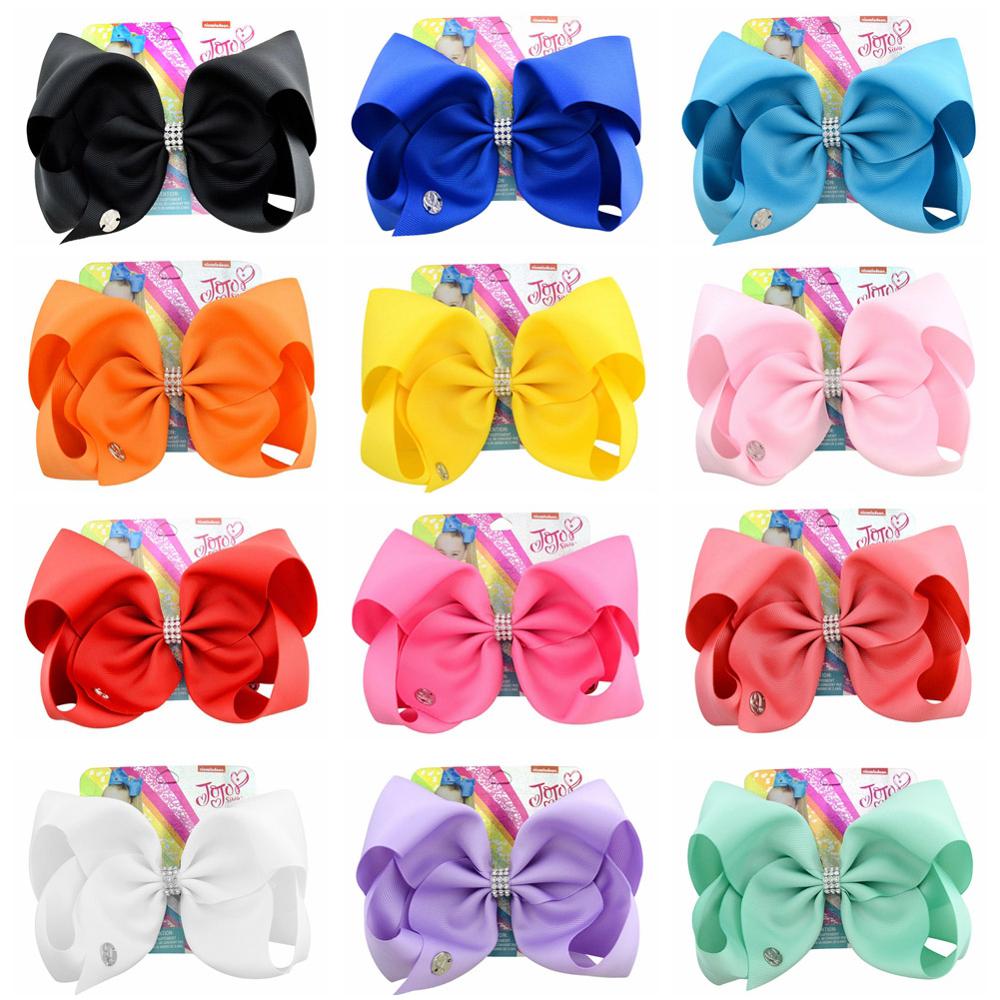 8 tommer store jojo-sløyfer jojo siwa-båndsløyfer med klips for barn jenter boutique solide hårspenner hårtilbehør