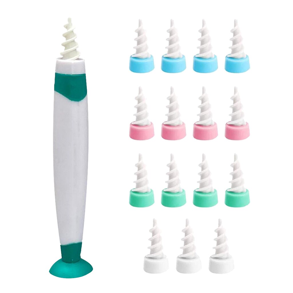 Ear Wax Cleaner, Rotary Ear Picker, Ear Pick Ear Pick Ear Cleaner Screw Head Ear Maintenance Cleaning, 16 Replacement Heads Safe: Green