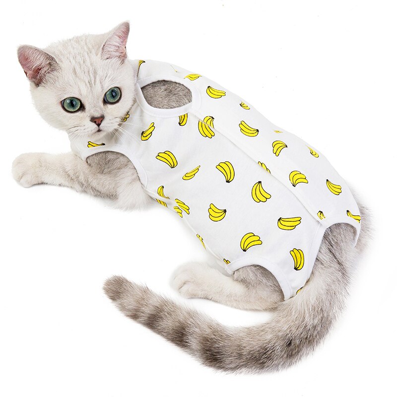 Frühling Sommer Katze Sterilisation Anzug Anti-lecken Chirurgie Nach Erholung Haustier Pflege Kleidung Atmungsaktive Katzen Entwöhnung Anzug: Banane / XL