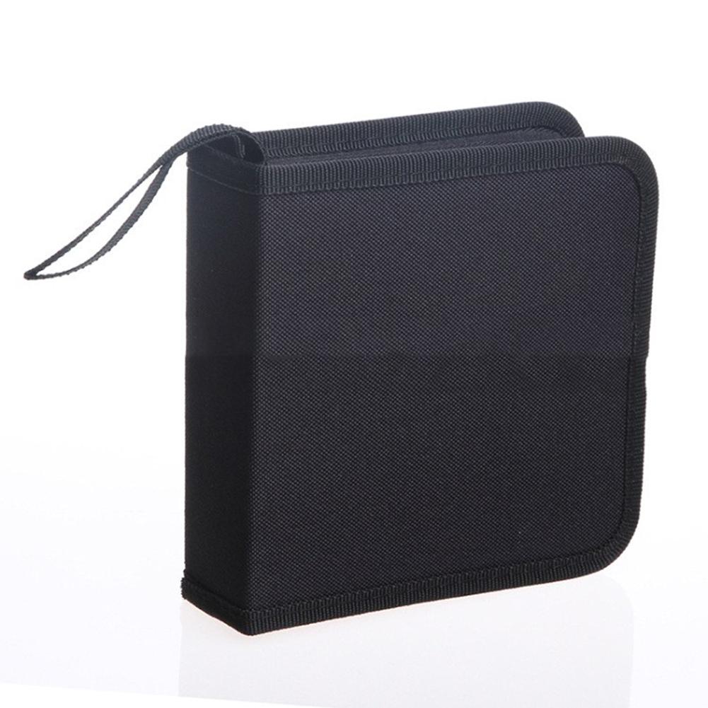40 stk diske cd taske pakke dvd oxford håndtasker stor kapacitet opbevaring taske pakke med lynlås lukning kort filholder rack organizer: Sort