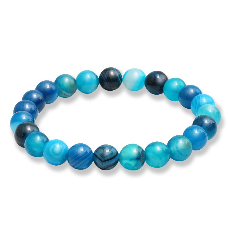 Natürliche Stein Buddha Armband Charme Frauen Nachahmung Ambers Glück Lila Achate Perle Armbänder & Armreifen für Frauen Männer Hand Schmuck: Blue Agate