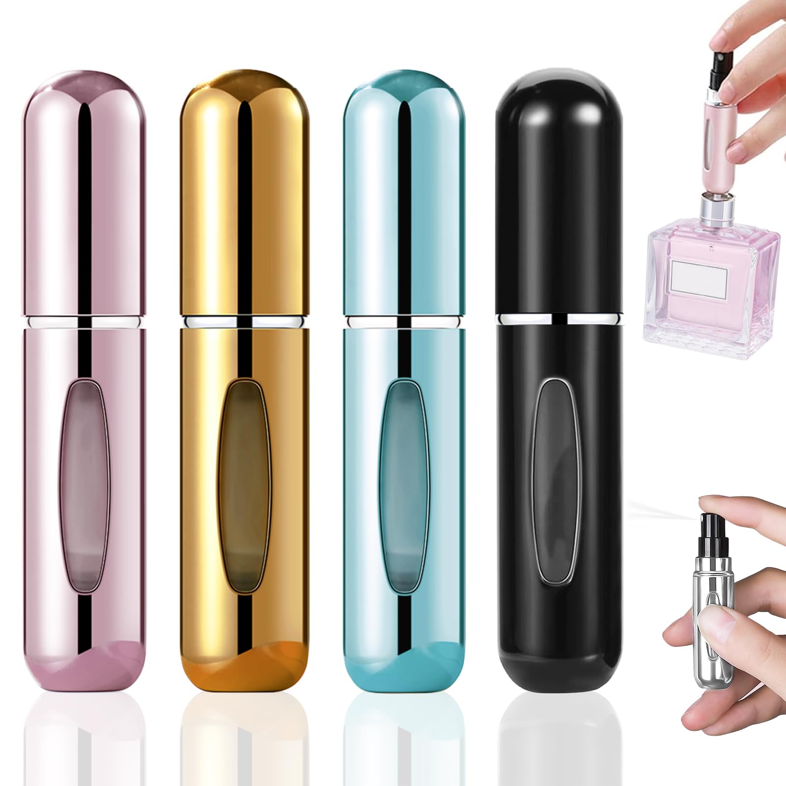 4Pcs Pocket Perfume Dispenser - Travel Perfume Bottle Refillable 5ml Spray Bottle - Perfume Travel Refillable Leak Proof: light green