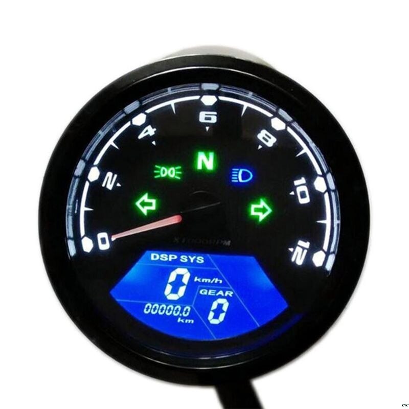 Universele Digitale Motorfiets Lcd-scherm Snelheidsmeter Kilometerteller Techometer Gauge Dual Speed
