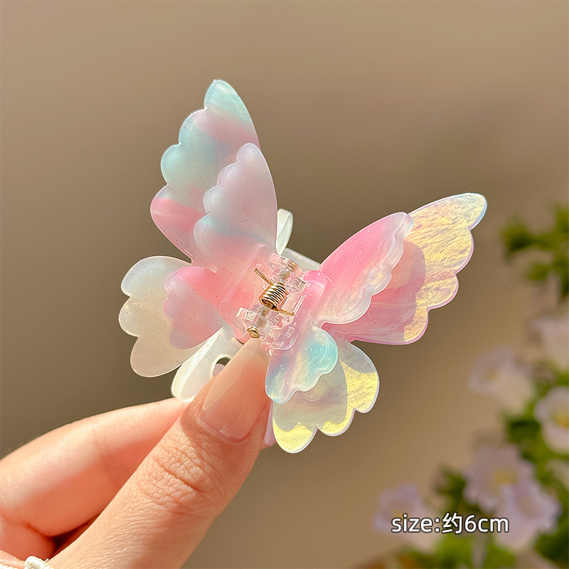 Pince à cheveux papillon changeante de couleur douce, pince à cheveux crabe féerique d'été pour femmes et filles, pince requin, épingle à cheveux, couvre-chef, accessoires pour cheveux: Bourgogne