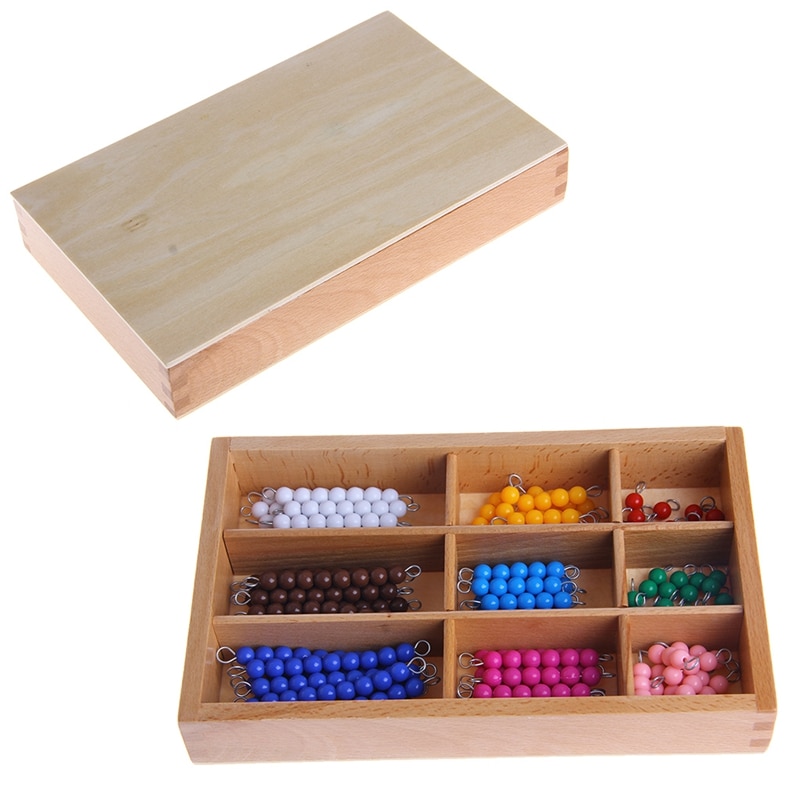 School Supplies Educational Equipment Teaching Resources Mathematics Material 1-9 Beads Bar in Wooden Box Early Preschool Toy