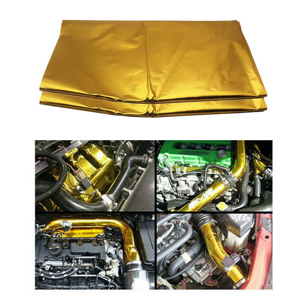 2pcs Reflect Gold Engine / Intake Heat Barrier Mat 39 "x47 " Sheet Heat Wrap
