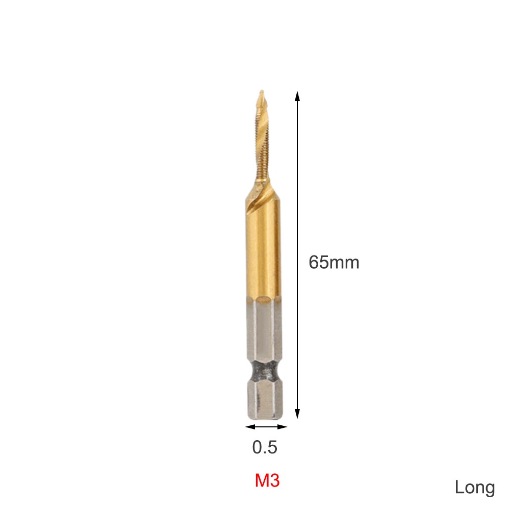 M3-M10 HSS Screw Metric Thread Tap Drill Bits Set Titanium Plated Hex Shank Screw Machine Compound High Speed Change Hand Tool: Long M3X0.5