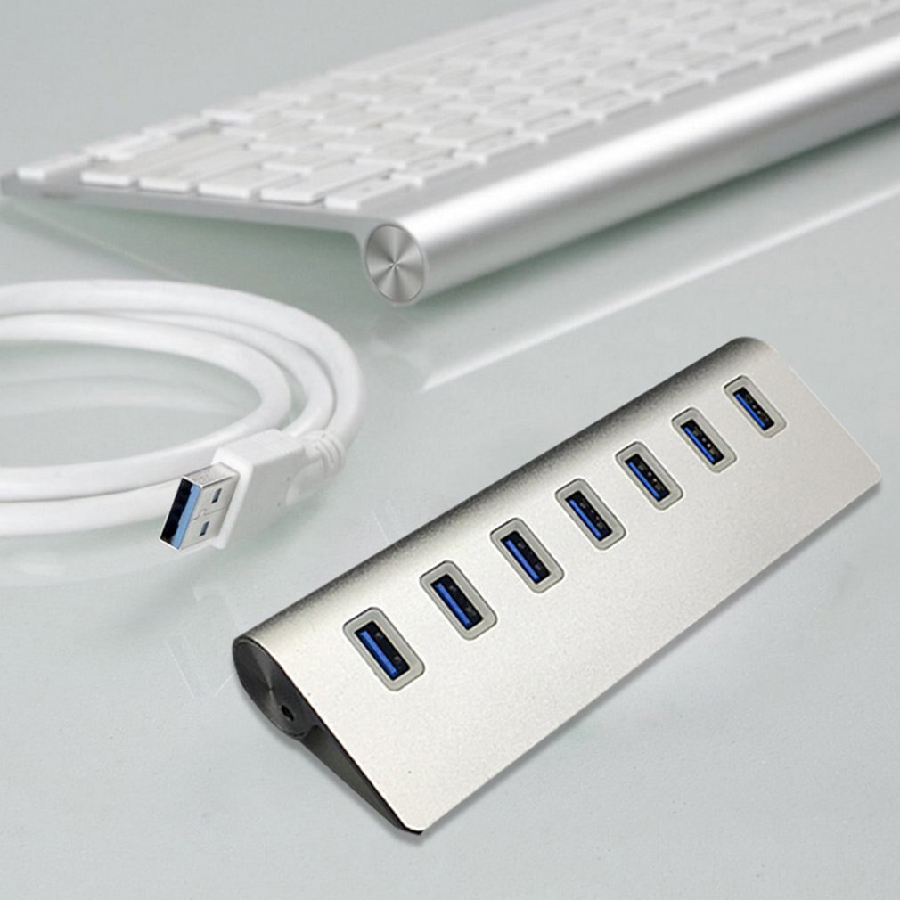 7 ports USB En Aluminium 3.0 MOYEU 5 Gbit/S Haute Vitesse + Adaptateur secteur Pour PC Ordinateur Portable Mac