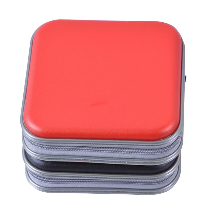 Portable 40pcs Disc CD DVD Wallet Storage Organizer Case Boxes Holder CD Sleeve Hard Bag Album Box Cases with Zipper: Red