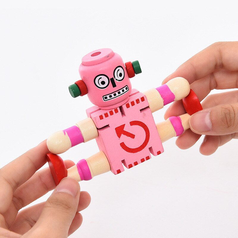 Wooden Robot Toy Joint Moving Deformation Robot Toy for Kids Home Decoration FO