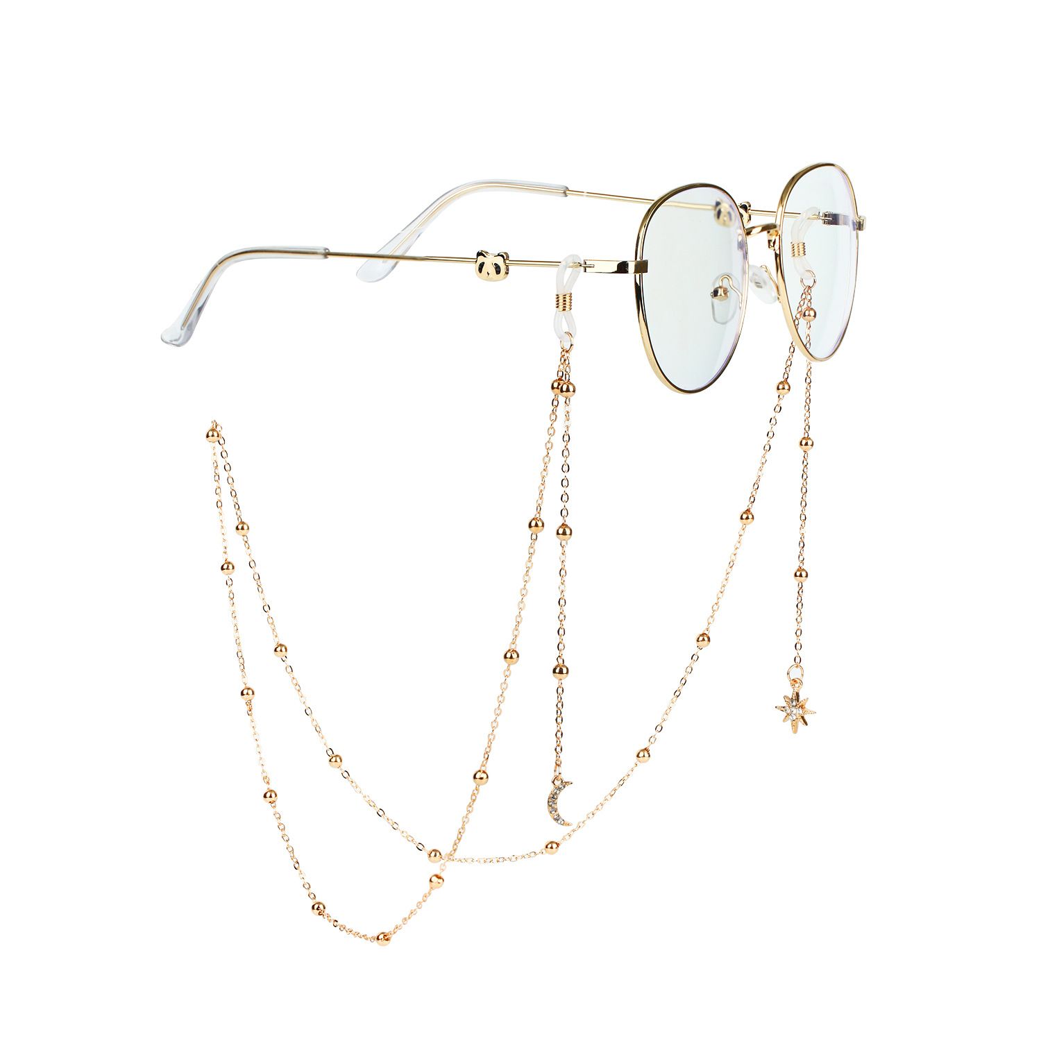 Women Eyeglass Chain Hollow Star Pearl Beaded Sunglasses Reading Glasses Lanyard Eyewear Holder Neck Strap Rope