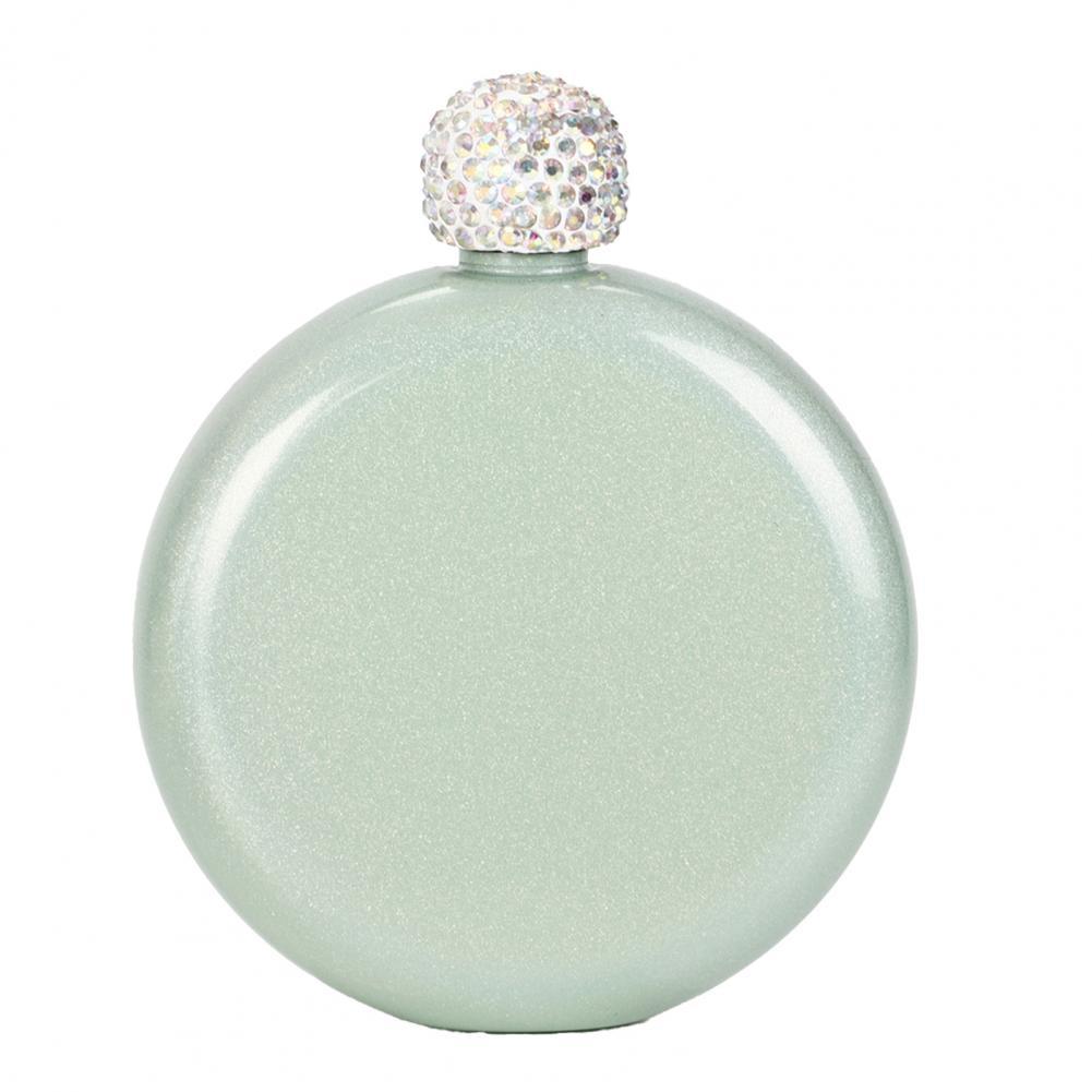 Liquor Flask Shiny Faux Crystal Lid Alcohol Flask Effective Flask Anti Travel Bottle Alcohol Hip Flask: Light Green