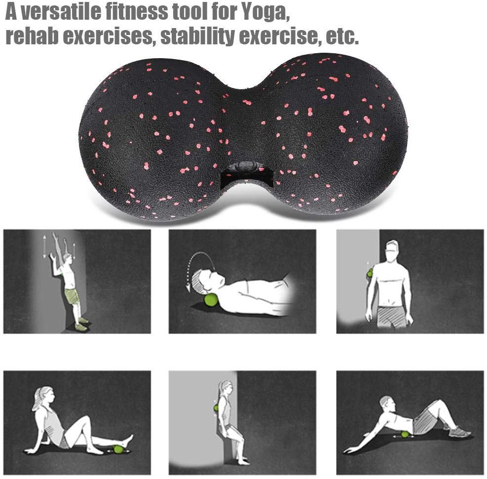 16*8CM Peanut Fitness Massage Ball Set Double Lacrosse Mobility Ball for Myofascial Physical Therapy Deep Tissue Massage