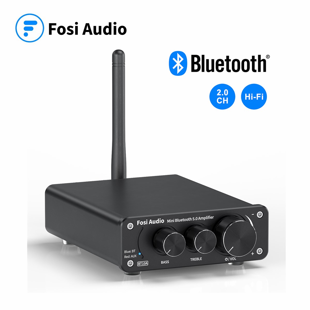 Fosi audio Bluetooth 2 kanał mocy akustycznej wzmacniacz stereofoniczny TPA3116D2 mini HiFi cyfrowy wzmacniacz dla głośników 50W BT10A tonów wysokich i niskich