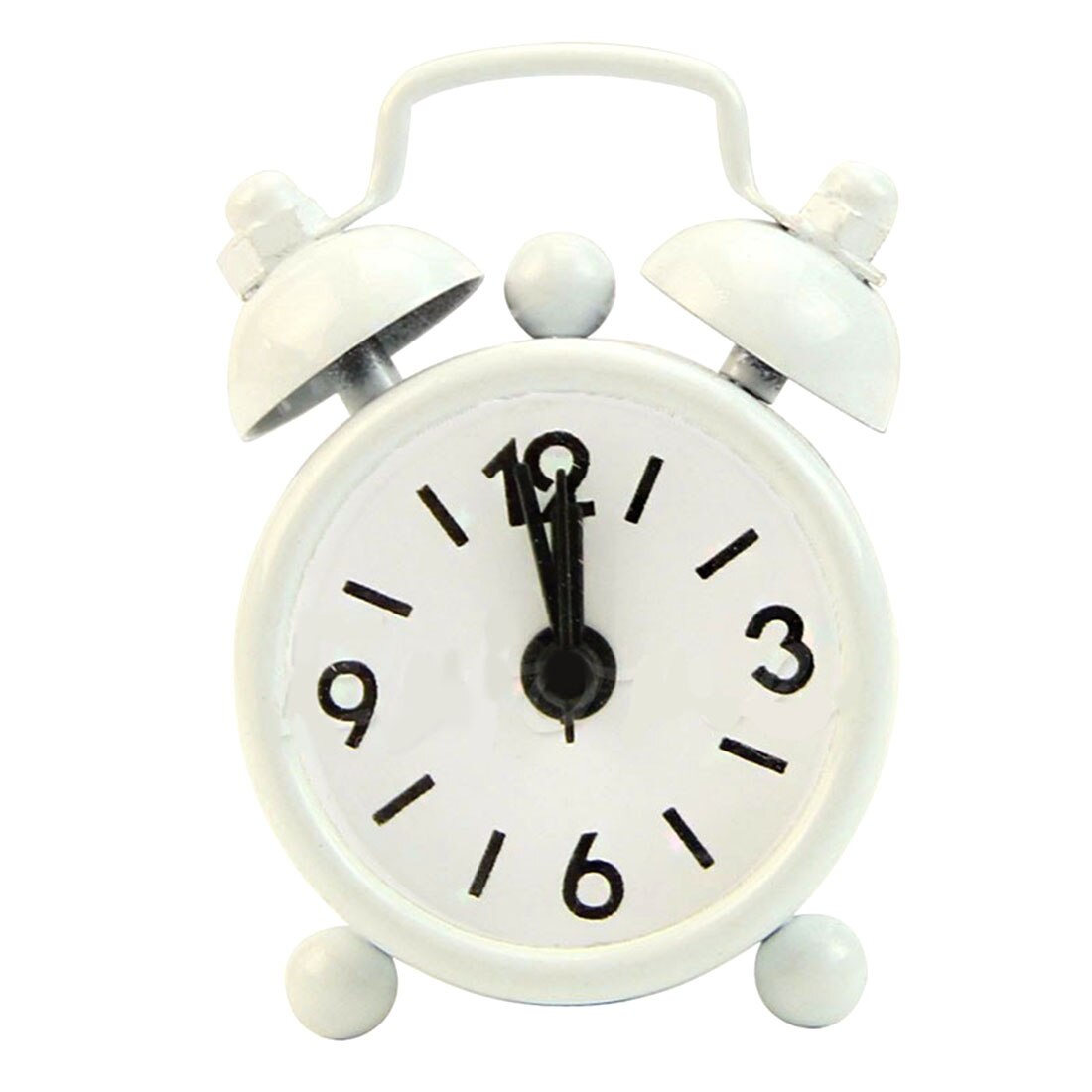 Di modo Nuova Casa Esterno Portatile Sveglio Bello Del Fumetto Quadrante Numero Tondo Desk Alarm Clock Mini: WHITE