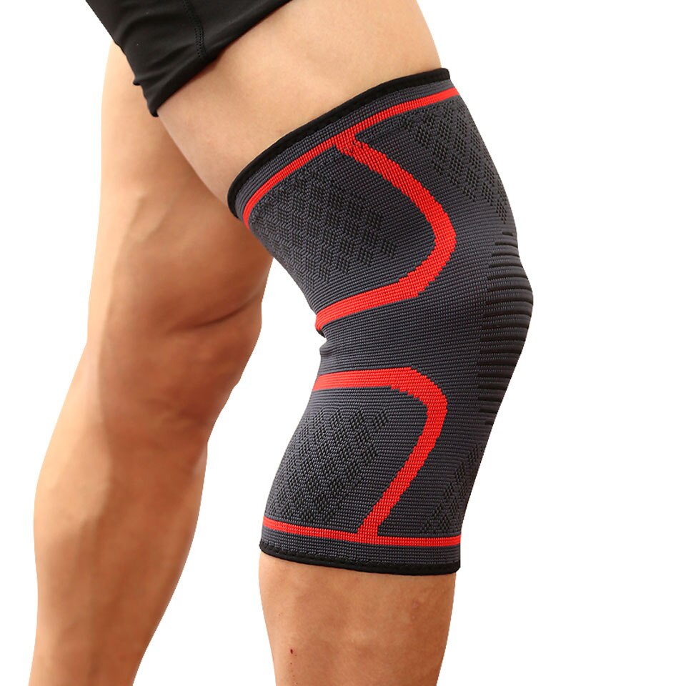 1Pcs Fitness Hardlopen Fietsen Knie Ondersteuning Braces Elastische Nylon Sport Compressie Knie Pad Sleeve Voor Basketbal Volleybal: Rood