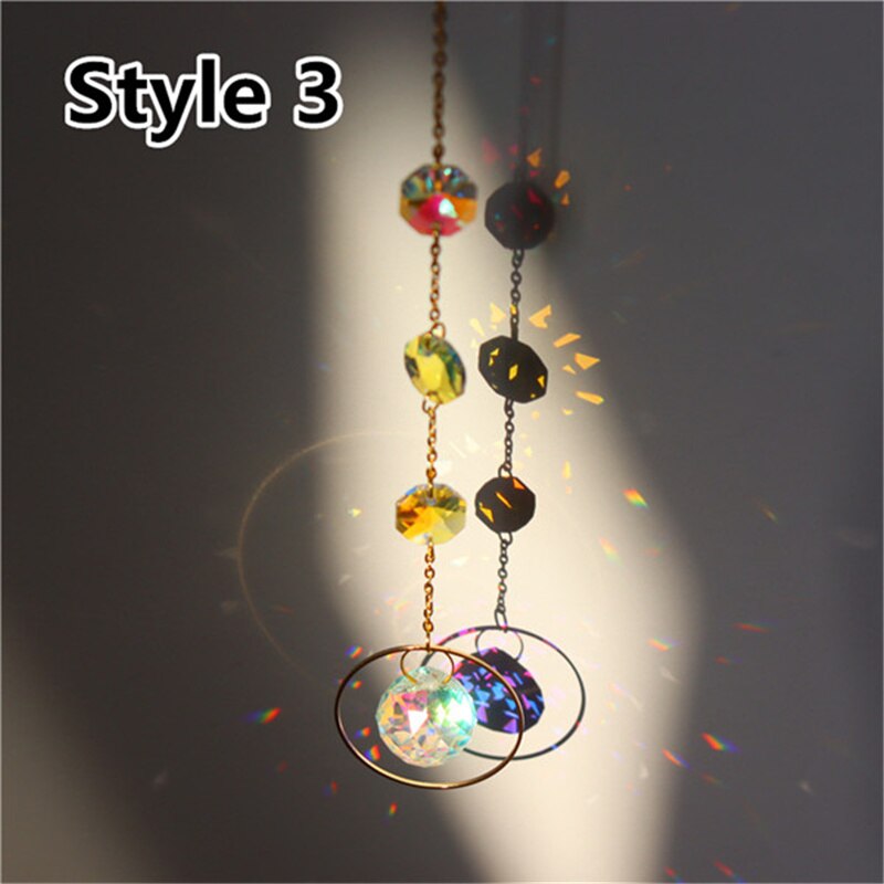 Home Decor Crystal Pendant Hanging Curtain Windchimes Sun Light Catcher Star Moon Pendant Rainbow Wind Chime: style 3