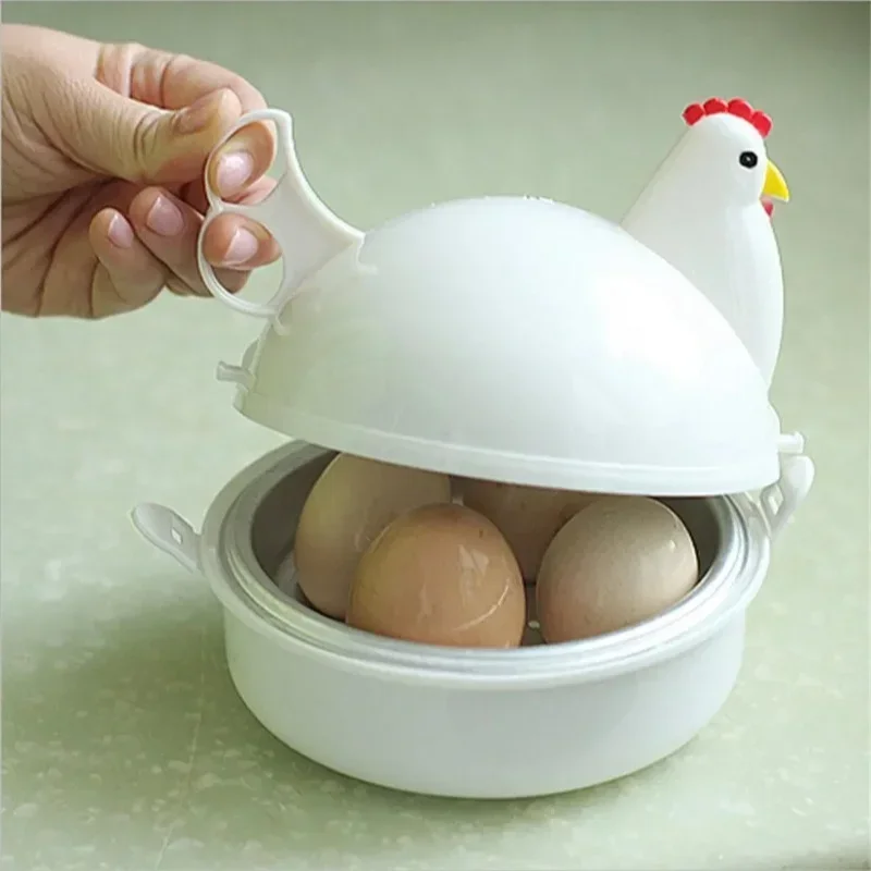 Chicken-Shaped Egg-Shaped Microwave Egg Steamer Microwave Egg Cooker for 4 Eggs