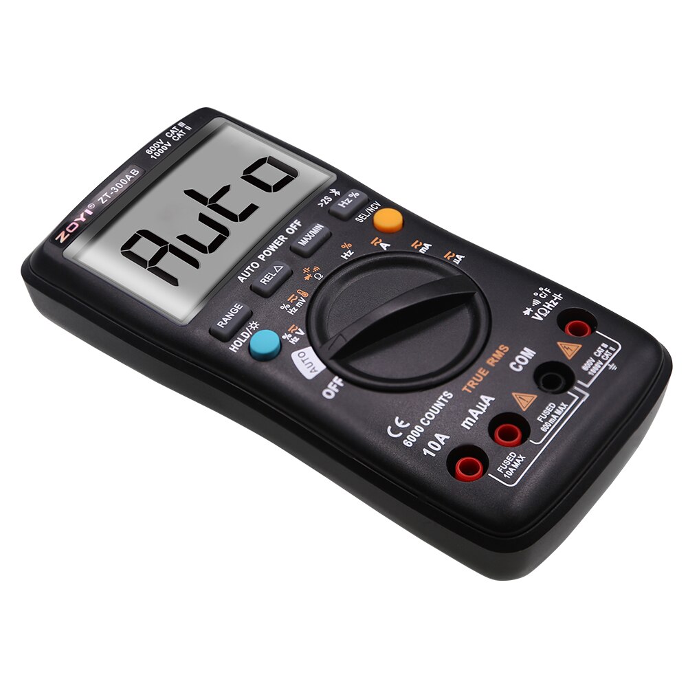 Auto Ranging 6000 Counts DMM Capacitance Temperature ABS Digital Bluetooth Silica Gel Handheld Black Wireless Digital Multimeter