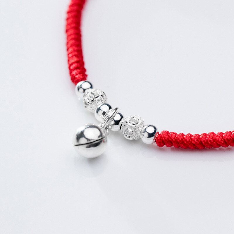 La Monada – Bracelet fil rouge pour La main, en argent Sterling 925, corde à fil rouge, cloche en argent Bracelets pour femme