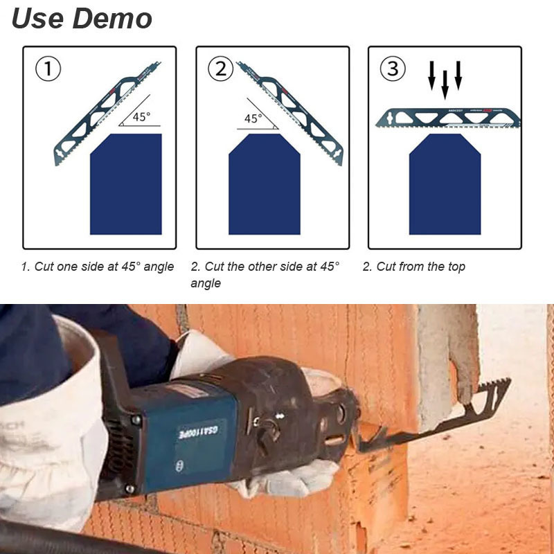Reciprozaagblad Sloop Metselwerk Sabel Carbide Legering Hard Gesneden Baksteen Houten Blok PVC Buis Poreuze Beton Tanden Getipt