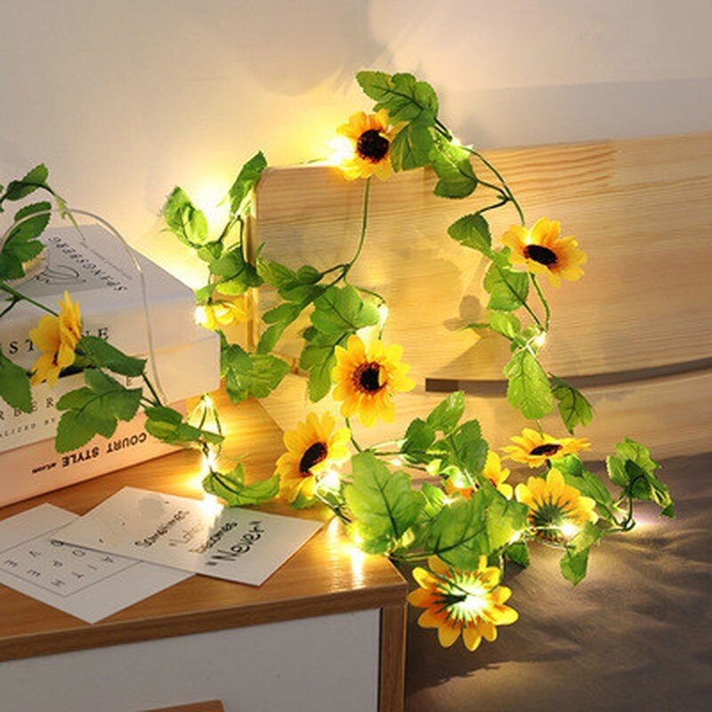 2m 20LED Sunflower Light Garland Wedding Party Room Christmas Bar Party KTV Home Garden Decor