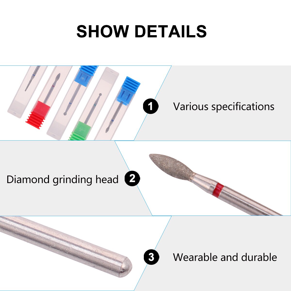 5pcs Nail Art Grinding Head Nail Art Tool Manicure Tool Nail Art Supplies for Home Salon