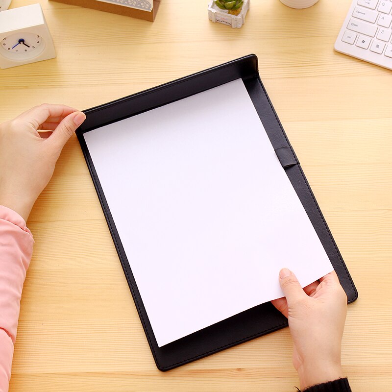 A4 Faux Leather PU Clipboard, Students Office Paper Folder, Restaurant Menu Clip Board Hotel Paper Folder Writing Pad