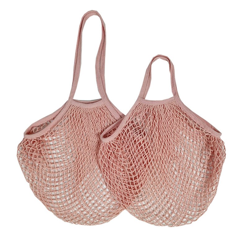 Herbruikbare Fruit Groente Tas Wasbare Katoenen Mesh Boodschappentassen Katoen String Zakken Netto Boodschappentassen Mesh Zakken Voor Fruit Opslag: L-25x35x38cm / Nude Pink 19