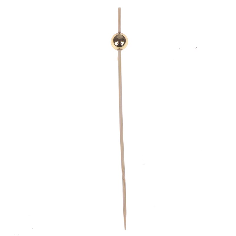 100 PCS 12cm Wooden Toothpick Fruit Snack Fork Bamboo Sticks Pearl Cocktail Food Skewer Picks Party Wedding Festival Supplies: Golden