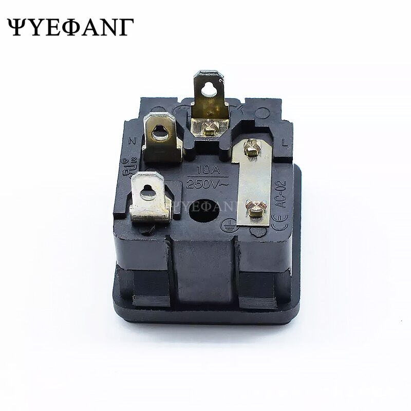 1PCS AC power socket 15A 250V ac 3 Terminal Power Socket with Fuse Holder Connector