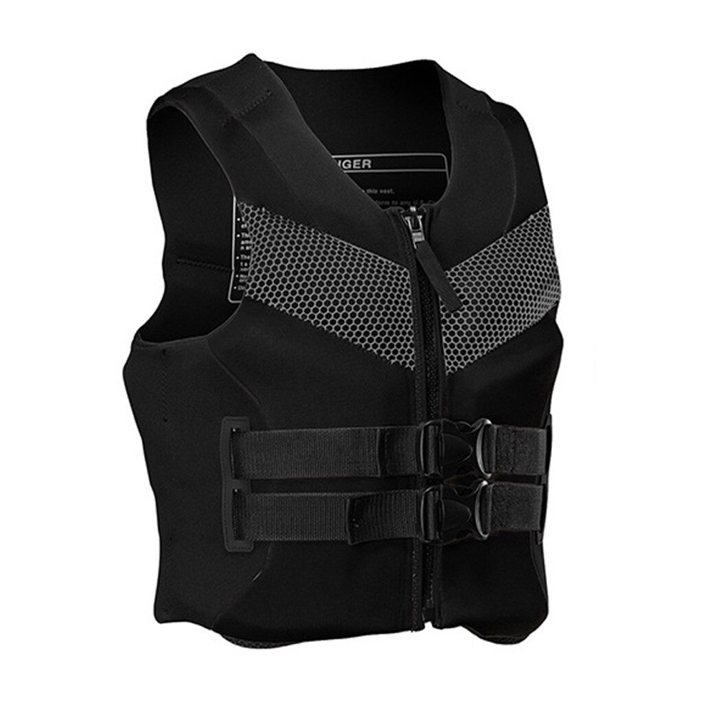 Adult Adjustable Jacket Aid Life Vest Kayak Buoyancy Fishing Ski Boat Watersport Swimming Boating Beach Jacket Vest Safety Vests: Black / XXXXL