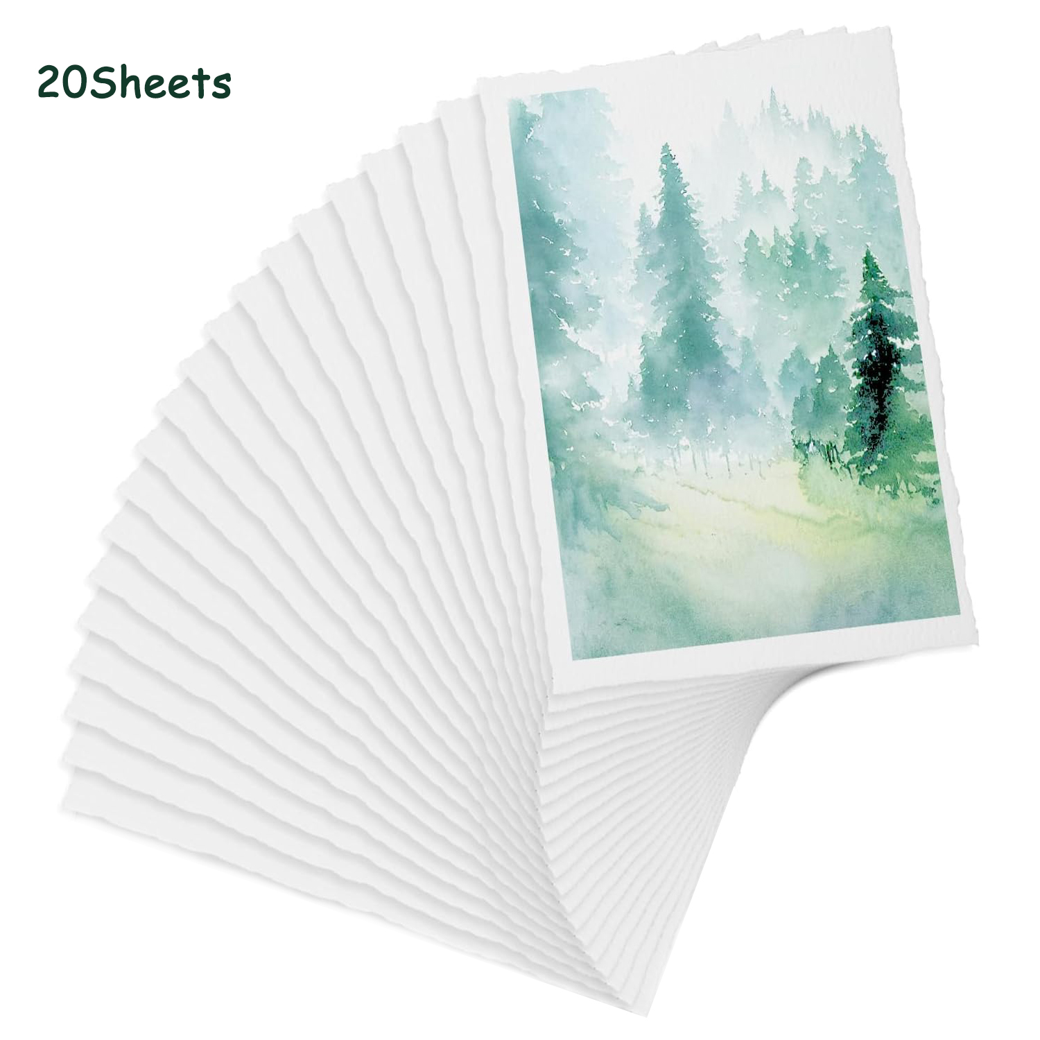 10-30 ark akvarellpapir 300 g/m² papir med pyntekanter 4 x 6 teksturert håndlaget papir for akvareller invitasjonskort: Lysegrønn