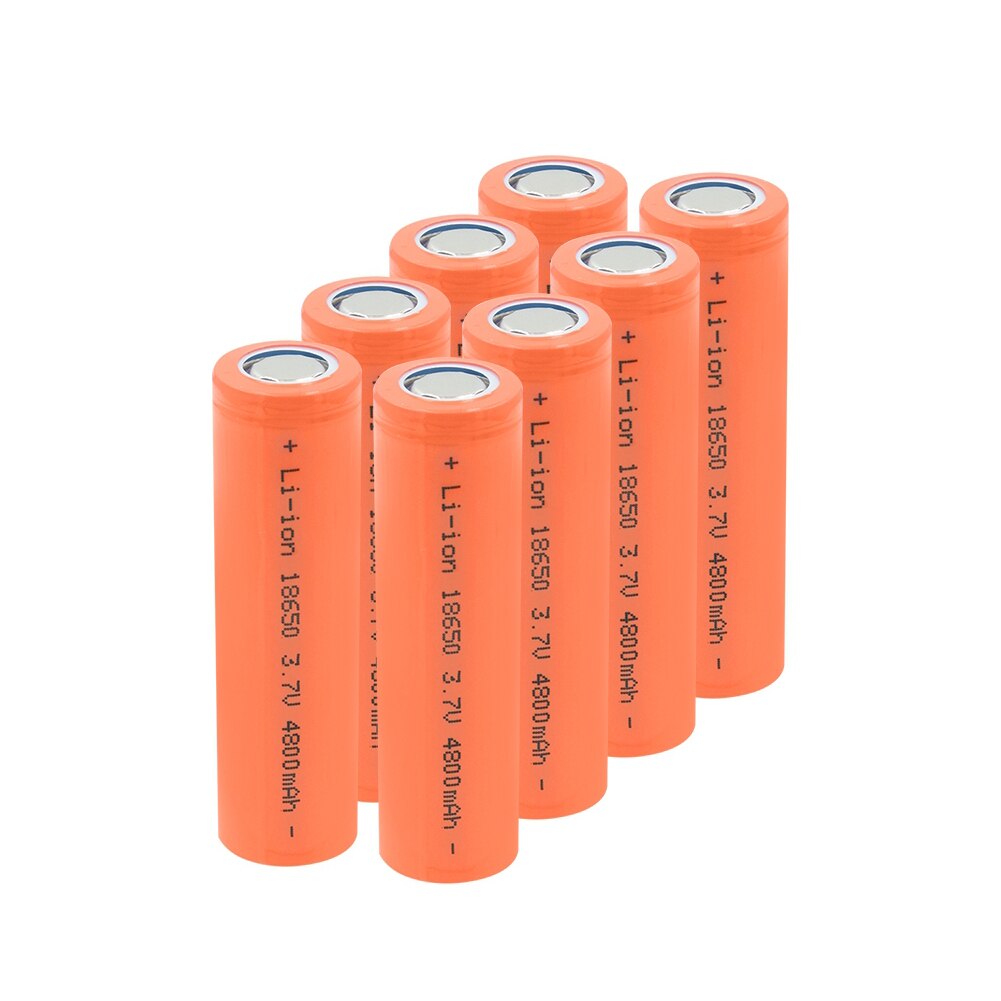 1-10 stk 18650 li- ionbatteri 3.7 v 4800 mah 18650 lithium genopladelige battericeller til forlygter legetøj lommelygtebatterier: 8 stykker