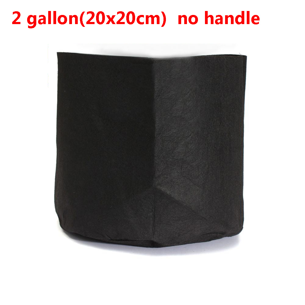 Macetas de tela suave para cultivo de raíces bolsas para macetas, asas permeables, no tejidas, tela negra, aireación, promueve un mayor crecimiento de raíces para interiores y exteriores: 2 gallon-no handle